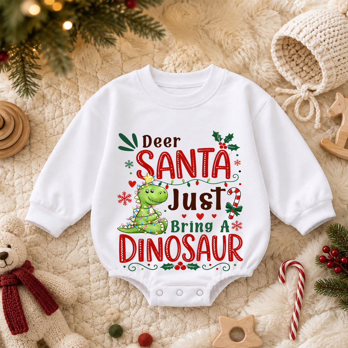 I’m Just So Elfin Cute Baby Romper, Funny Elf Christmas Toddler Outfit, Cute Holiday Romper, Baby 1st Birthday Xmas Gift — product view 3