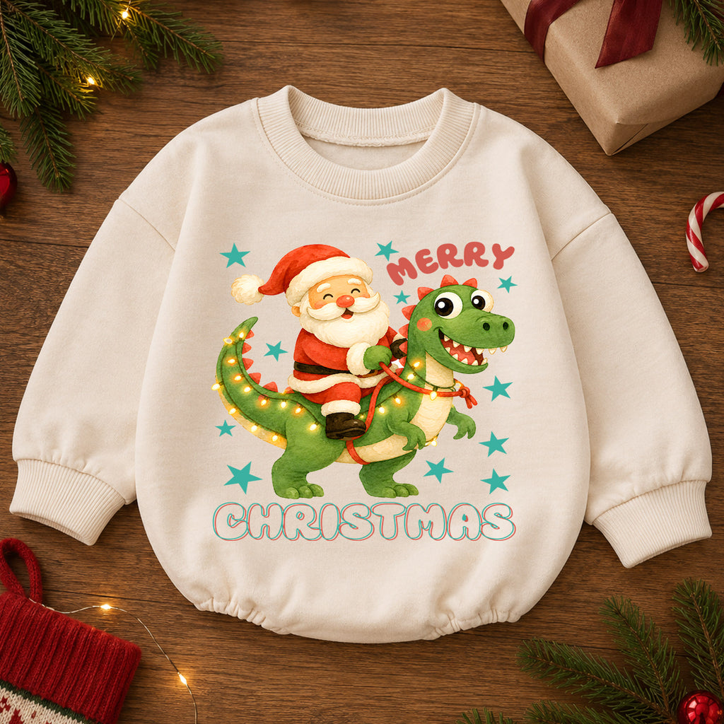 Ho Ho Ho Christmas Baby Romper, Christmas Lights Holiday Toddler Outfit, Watercolor Xmas Romper, 1st Birthday Christmas Gift for Baby — product view 2