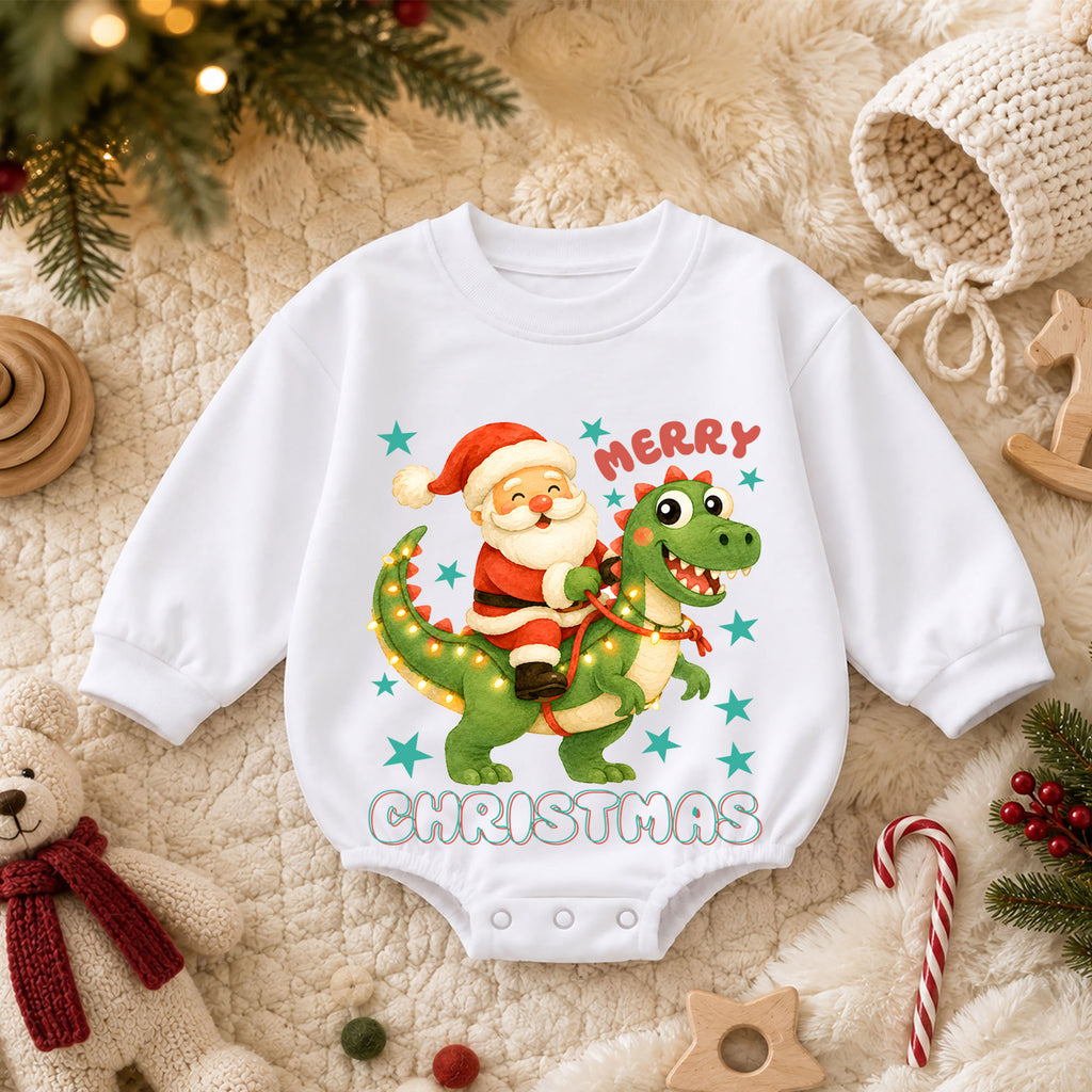 Ho Ho Ho Christmas Baby Romper, Christmas Lights Holiday Toddler Outfit, Watercolor Xmas Romper, 1st Birthday Christmas Gift for Baby — product view 3