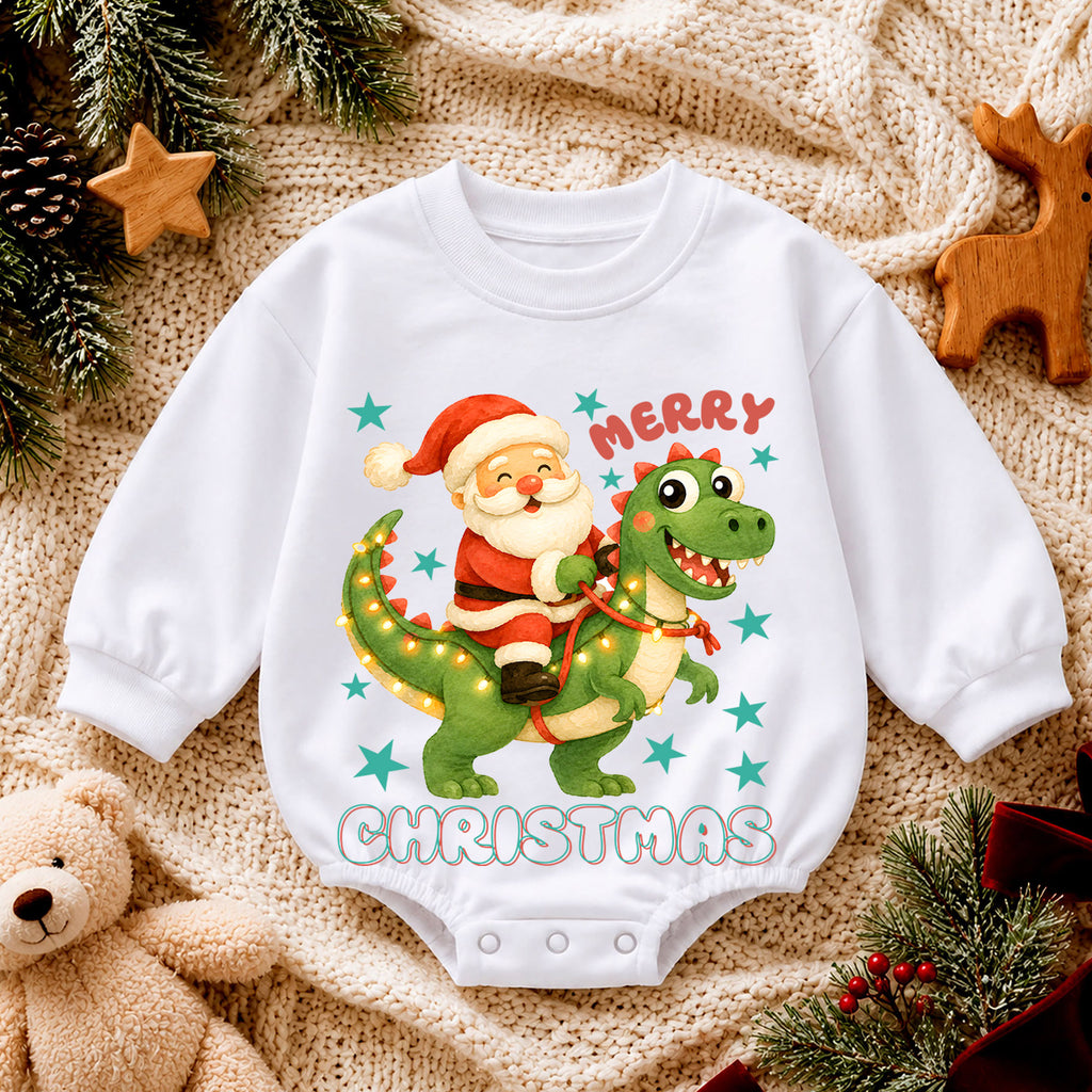 Ho Ho Ho Christmas Baby Romper, Christmas Lights Holiday Toddler Outfit, Watercolor Xmas Romper, 1st Birthday Christmas Gift for Baby — product view 4