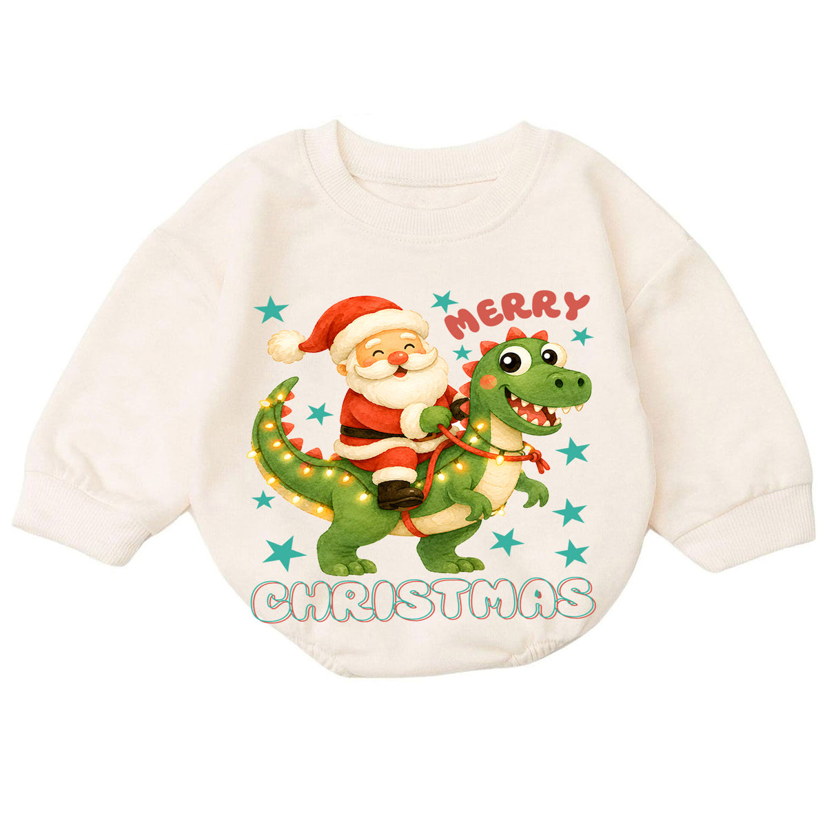 Ho Ho Ho Christmas Baby Romper, Christmas Lights Holiday Toddler Outfit, Watercolor Xmas Romper, 1st Birthday Christmas Gift for Baby — product view 7