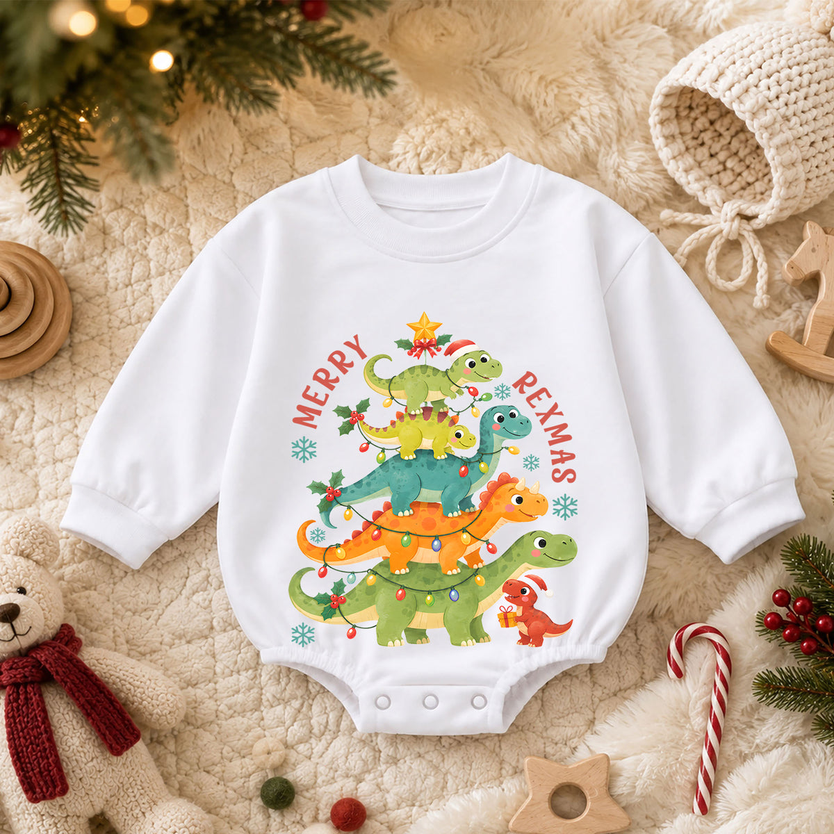 Santa’s Silliest Goose Baby Romper, Funny Christmas Goose 1st Birthday Holiday Outfit, Silly Goose Toddler Xmas Romper, Cute Baby Gift — product view 3