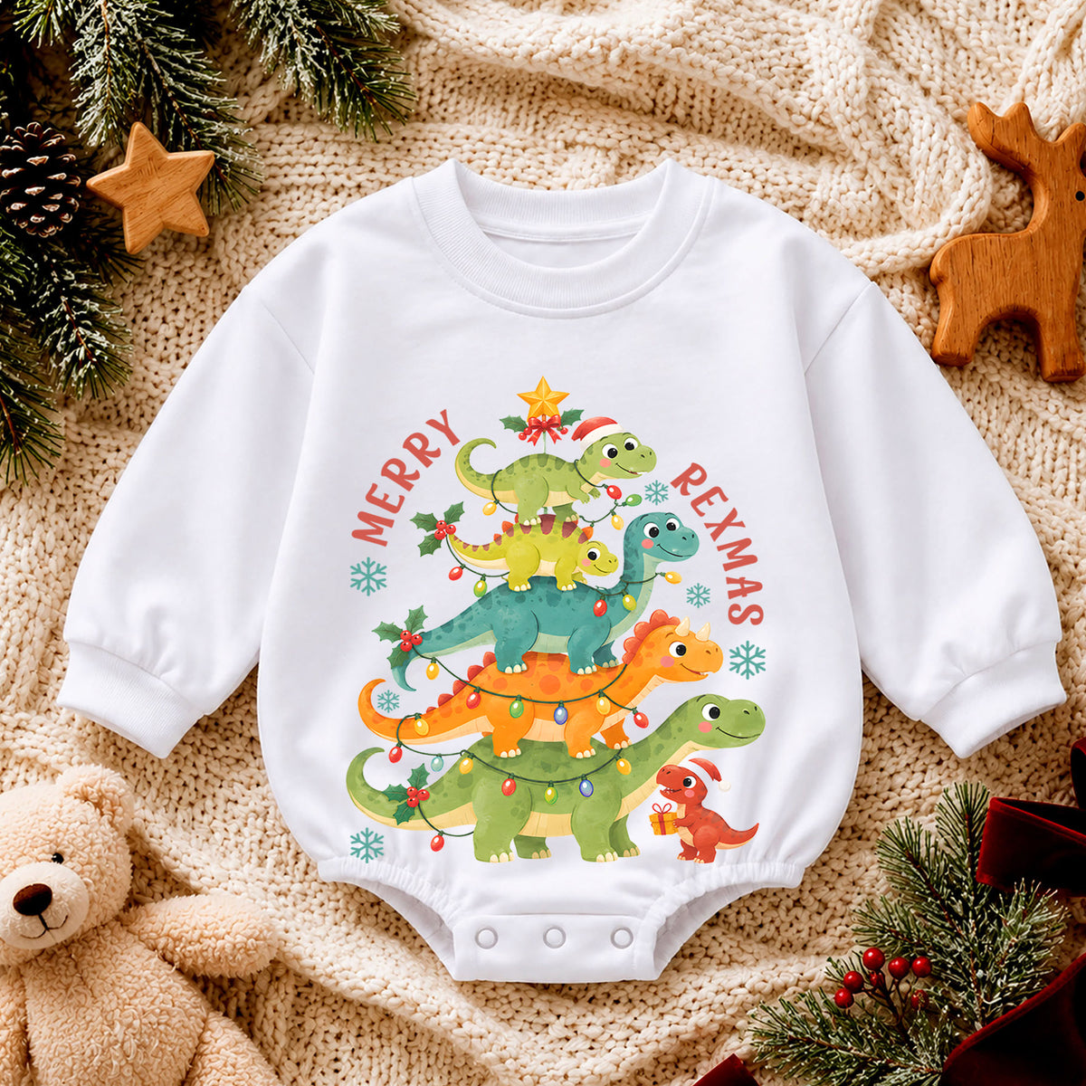 Santa’s Silliest Goose Baby Romper, Funny Christmas Goose 1st Birthday Holiday Outfit, Silly Goose Toddler Xmas Romper, Cute Baby Gift — product view 4