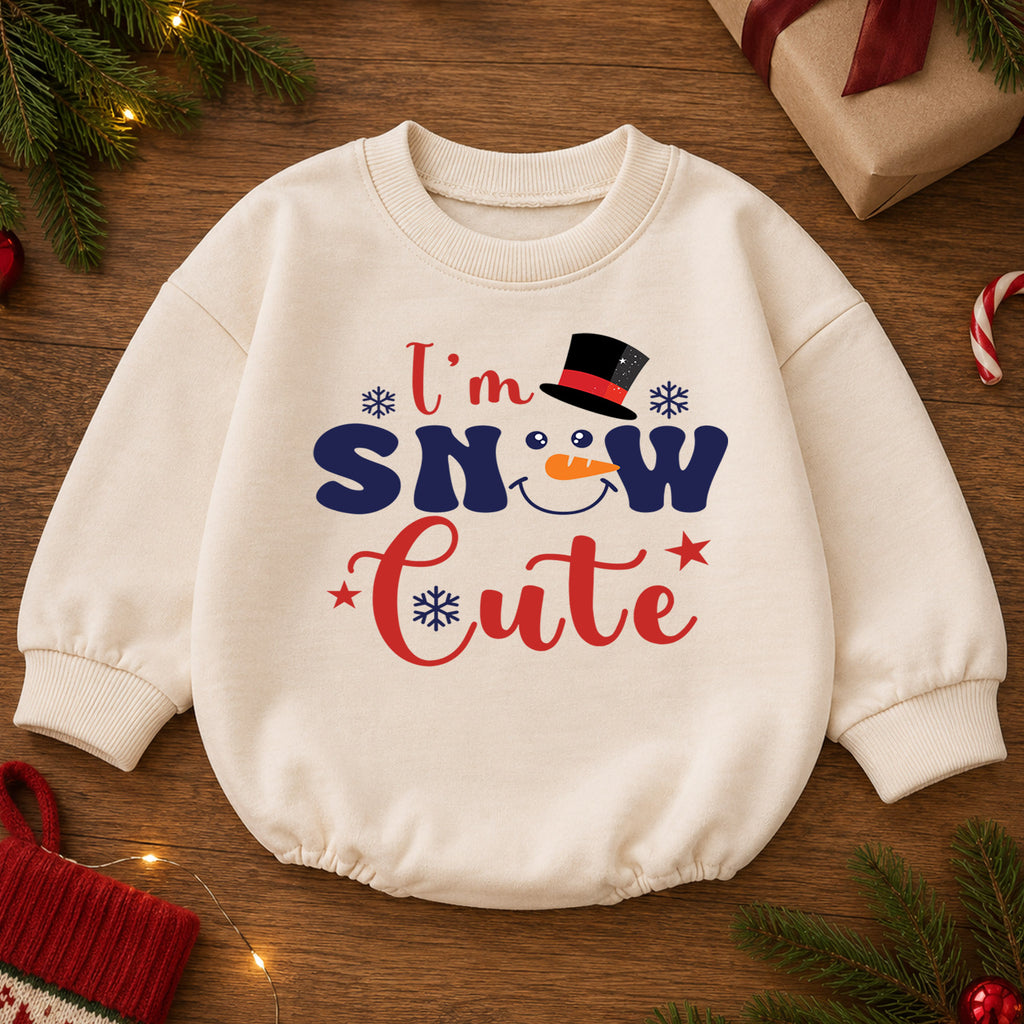 I'm Snow Cute Baby Romper, Funny Snowman Christmas Romper, Winter Holiday Outfit for Baby, Cute Christmas Gift — product view 2