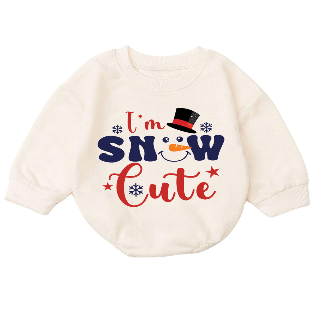 I'm Snow Cute Baby Romper, Funny Snowman Christmas Romper, Winter Holiday Outfit for Baby, Cute Christmas Gift — product view 7
