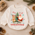 One Rex Christmas Baby Romper, Dinosaur 1st Birthday Holiday Outfit, T Rex Christmas Toddler Romper, Cute Dino Xmas Gift for Baby — product view 1