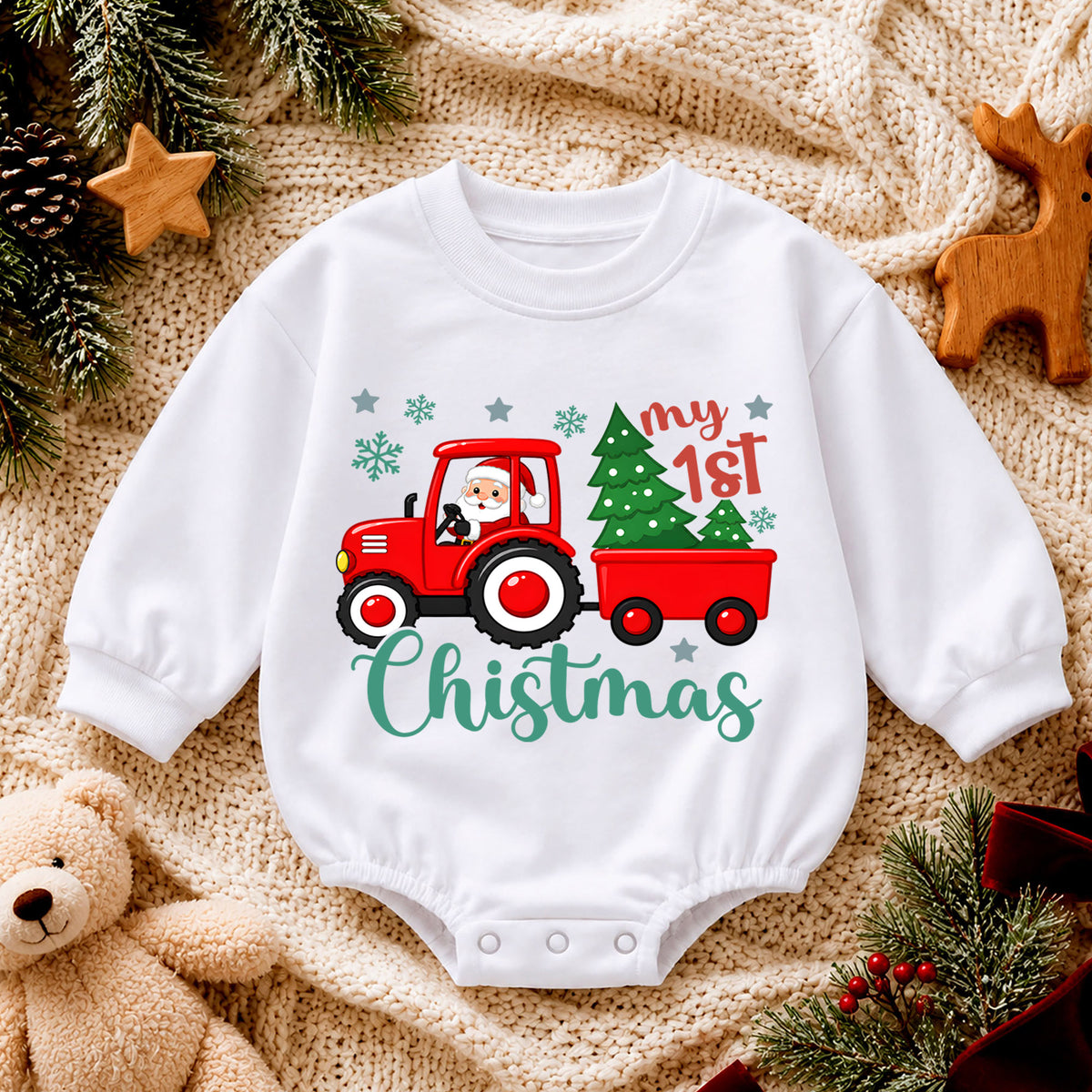Santa’s Cutest Elf Baby Romper, Cute Christmas Elf Toddler 1st Birthday Holiday Outfit, North Pole Xmas Romper, Christmas Gift for Baby — product view 4