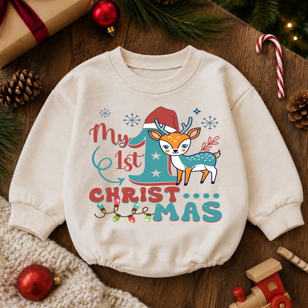 Christmas Dogs Baby Romper, Watercolor Puppy Christmas Tree Romper, Dog Lover 1st Birthday Holiday Outfit, Cute Xmas Gift for Baby — product view 6