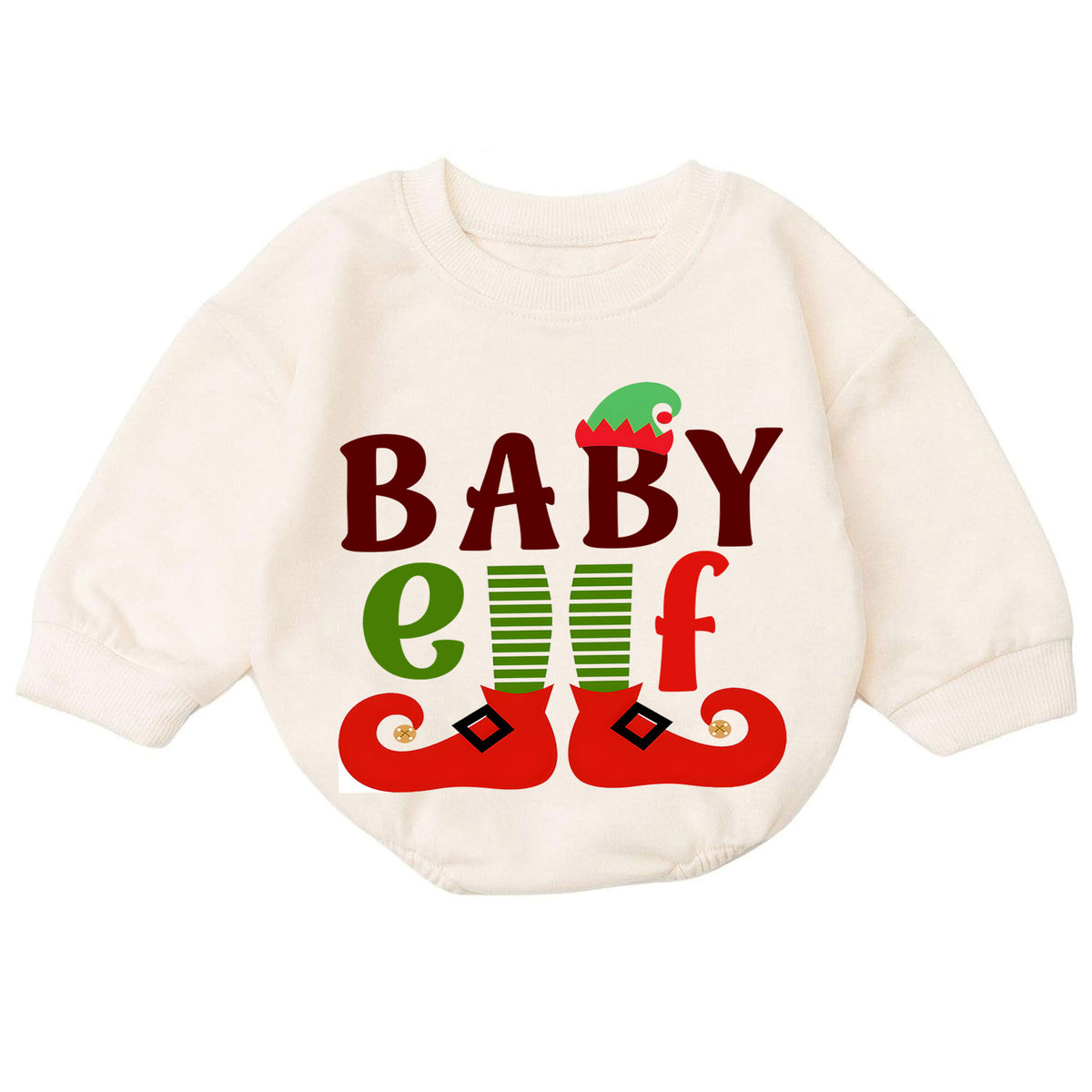 Baby Elf Christmas Romper, Cute Elf Baby Holiday Outfit, Santa Helper Toddler Xmas Romper, Baby 1st Christmas & 1st Birthday Gift — product view 7