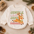Jingle Bells Reindeer Baby Romper, Cute Christmas Reindeer 1st Birthday Holiday Outfit, Toddler Xmas Romper, Festive Christmas Gift — product view 1