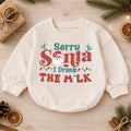 Sorry Santa I Drank the Milk Baby Romper, Funny Christmas Toddler Outfit, Santa Milk Holiday Romper, Cute Baby 1st Birthday Xmas Gift — product view 1