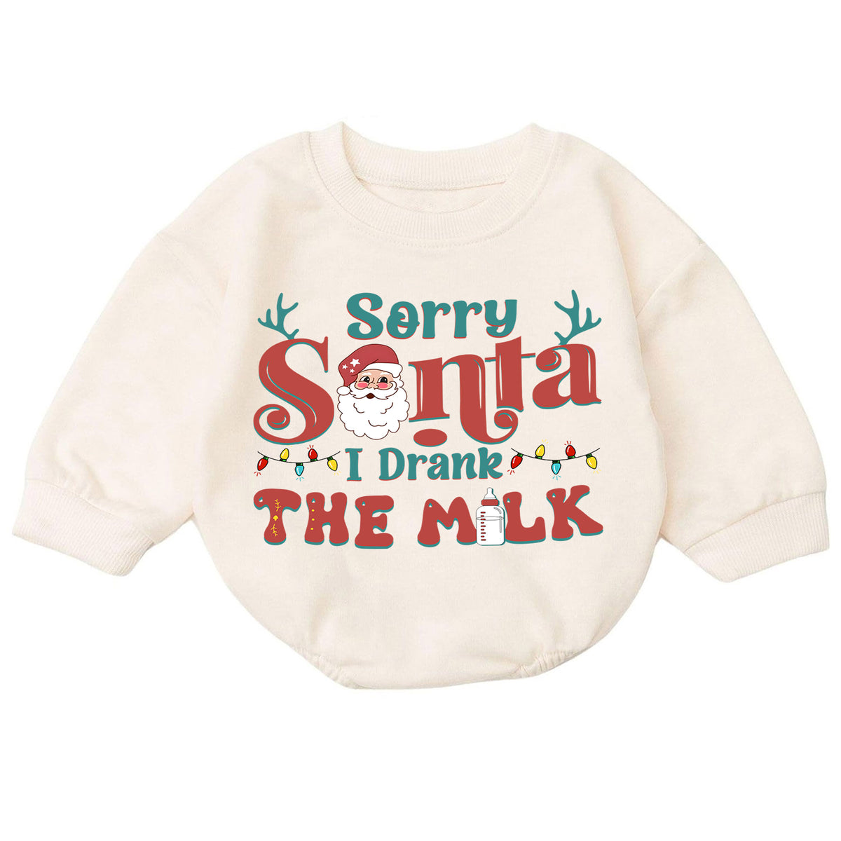 Sorry Santa I Drank the Milk Baby Romper, Funny Christmas Toddler Outfit, Santa Milk Holiday Romper, Cute Baby 1st Birthday Xmas Gift — product view 7