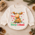 This Is How I Feel Christmas Moose Romper, Tangled Lights Holiday Romper, Funny Reindeer Style Xmas Outfit for Baby — product view 1