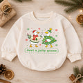 Just a Jolly Goose Christmas Baby Romper, Christmas Goose Holiday Outfit, Toddler Xmas Romper, Cute 1st Christmas Gift for Baby — product view 1