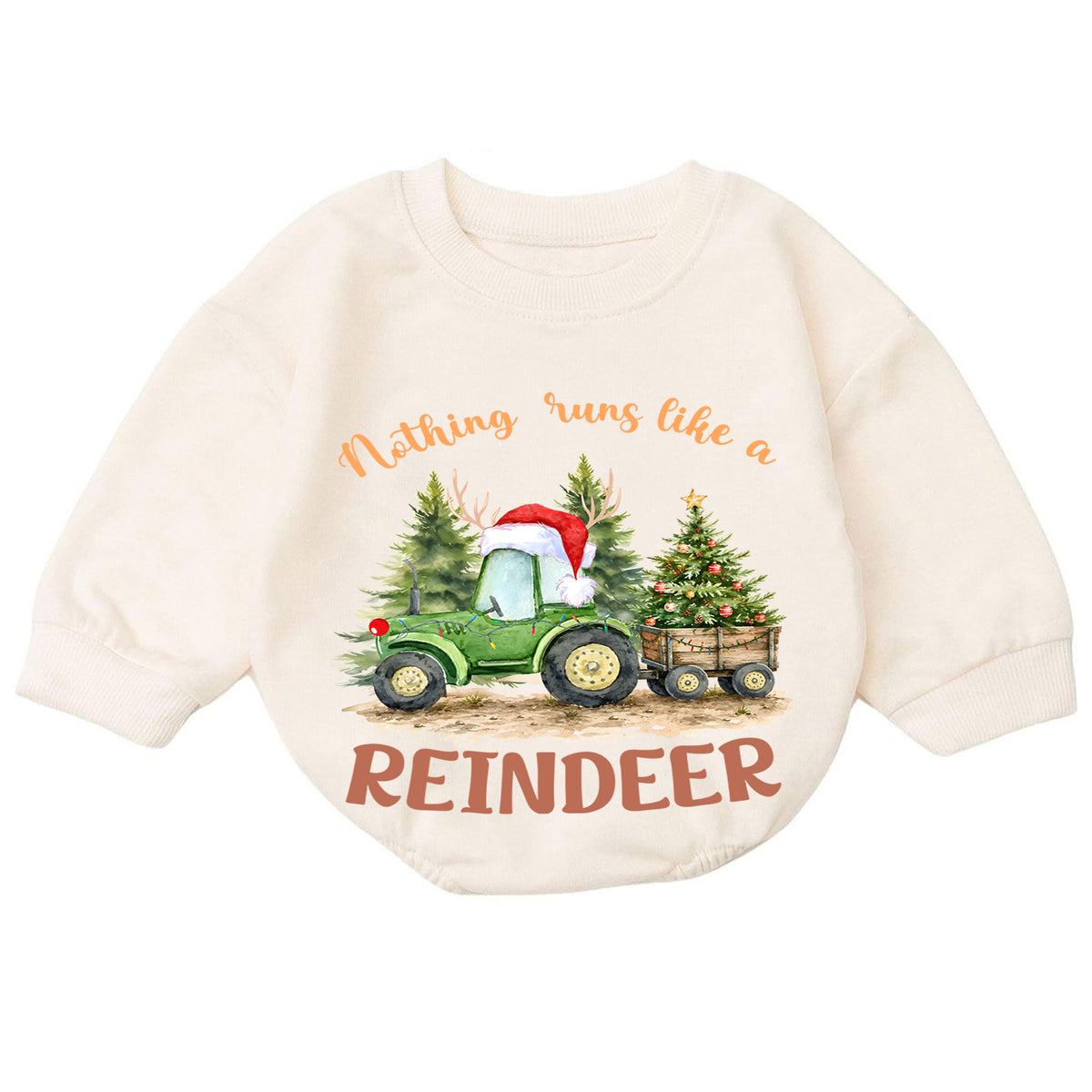 Reindeer Tractor Christmas Romper, Baby Farm Christmas Romper, Christmas Tractor Toddler Romper, Country Holiday Outfit — product view 7