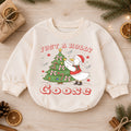 Just a Holly Goose Christmas Baby Romper, Goose Christmas Tree Holiday Outfit, Toddler Xmas Romper, Cute 1st Christmas Gift — product view 1