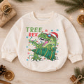 Christmas Dinosaur Baby Romper, Tree Rex Holiday Outfit, Funny T Rex Christmas Romper, Cute Toddler 1st Christmas Gift — product view 1