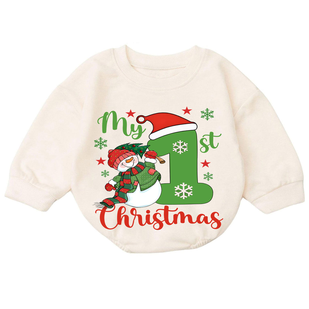 My 1st Christmas Baby Romper, Snowman First Christmas Outfit, Toddler Holiday Romper, Cute 1st Birthday Christmas Gift for Baby — product view 7