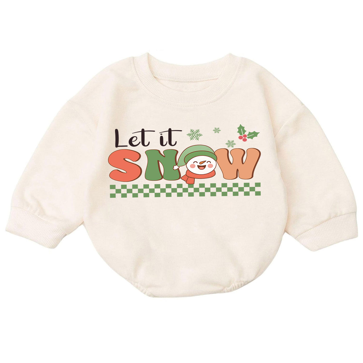 Let It Snow Christmas Baby Romper, Retro Snowman Winter Holiday Outfit, Toddler Xmas Romper, Cute 1st Christmas Gift for Baby — product view 7