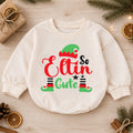 Elfin So Cute Christmas Romper for Baby, Cute Elf Toddler Romper, Funny Christmas Baby Romper, Holiday Elf Baby Outfit — product view 1