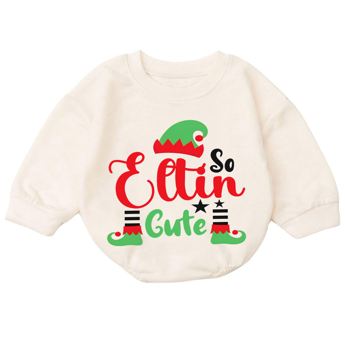 Elfin So Cute Christmas Romper for Baby, Cute Elf Toddler Romper, Funny Christmas Baby Romper, Holiday Elf Baby Outfit — product view 7