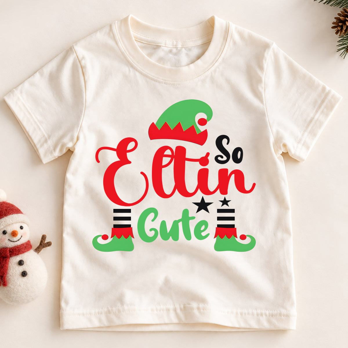 So Elfin Cute Kids Christmas Shirt, Funny Elf Holiday Tee, Cute Christmas Elf T Shirt, Toddler Xmas Outfit Gift — product view 2