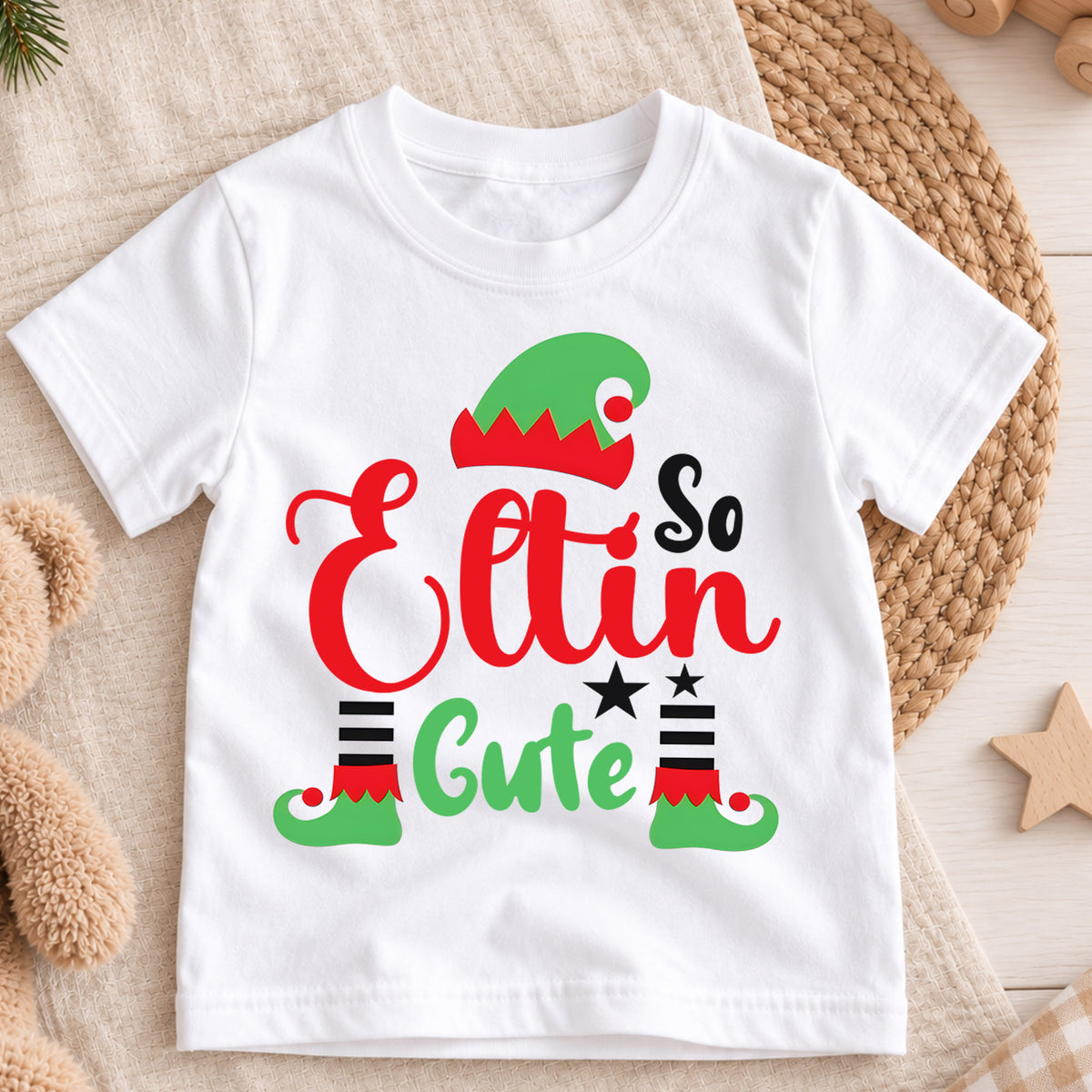 So Elfin Cute Kids Christmas Shirt, Funny Elf Holiday Tee, Cute Christmas Elf T Shirt, Toddler Xmas Outfit Gift — product view 3