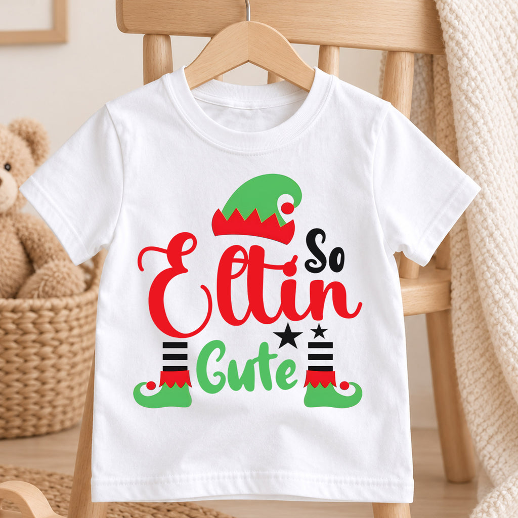 So Elfin Cute Kids Christmas Shirt, Funny Elf Holiday Tee, Cute Christmas Elf T Shirt, Toddler Xmas Outfit Gift — product view 4
