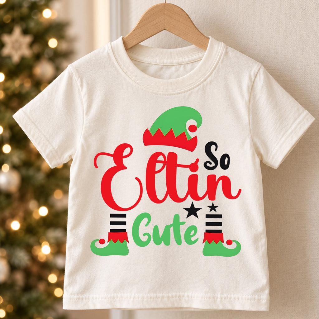 So Elfin Cute Kids Christmas Shirt, Funny Elf Holiday Tee, Cute Christmas Elf T Shirt, Toddler Xmas Outfit Gift — product view 5
