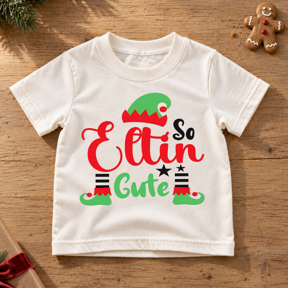 So Elfin Cute Kids Christmas Shirt, Funny Elf Holiday Tee, Cute Christmas Elf T Shirt, Toddler Xmas Outfit Gift — product view 6