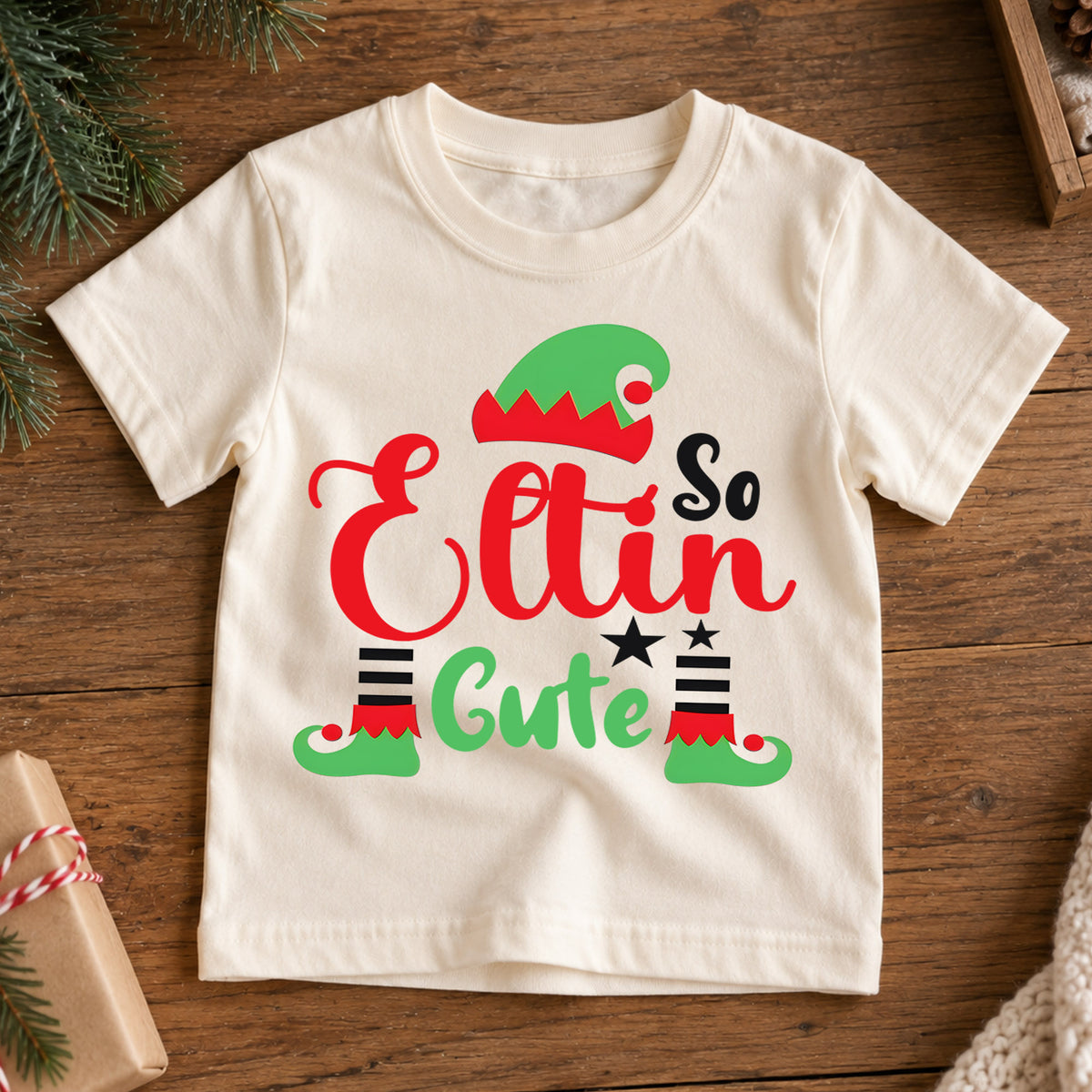 So Elfin Cute Kids Christmas Shirt, Funny Elf Holiday Tee, Cute Christmas Elf T Shirt, Toddler Xmas Outfit Gift — product view 7