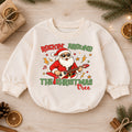 Rockin Around the Christmas Tree Santa Baby Romper, Santa Guitar Christmas Outfit, Rock and Roll Holiday Romper, Xmas Gift for Baby — product view 1