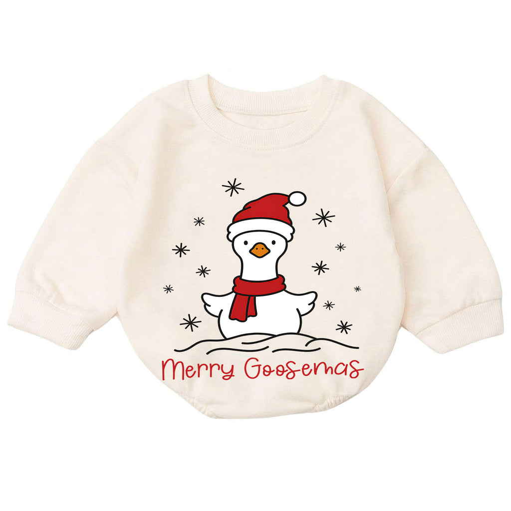 Merry Goosemas Christmas Goose Romper, Cute Santa Goose Holiday Romper, Funny Farm Christmas Outfit, Xmas Gift for Baby — product view 7