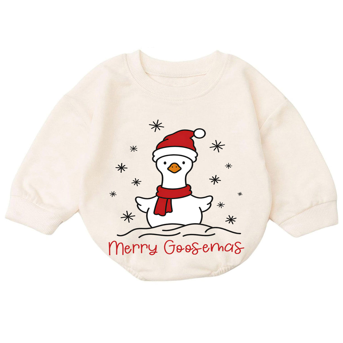Merry Goosemas Christmas Goose Romper, Cute Santa Goose Holiday Romper, Funny Farm Christmas Outfit, Xmas Gift for Baby — product view 7