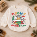 Meowy Christmas Cat Baby Romper, Kittens in Stocking Holiday Outfit, Cute Kitty Christmas Romper, Cat Lover Xmas Gift for Baby — product view 1