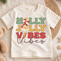Holly Jolly Vibes Kids Christmas Shirt, Vintage Santa Holiday Tee, Retro Christmas T Shirt, Cute Festive Xmas Gift for Kids — product view 1