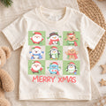 Merry Xmas Kids Christmas Shirt, Cute Holiday Character Tee, Santa Penguin Snowman Gingerbread T Shirt, Festive Kids Gift — product view 1