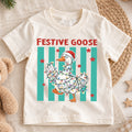 Festive Goose Kids Christmas Shirt, Funny Goose Christmas Lights Tee, Santa Hat Goose Holiday T Shirt, Cute Xmas Gift for Kids — product view 1