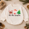 Christmas Baby Romper, Santa Candy Cane Tree Outfit, Cute Holiday Romper for Toddler, Tis the Season Baby Christmas Gift — product view 1