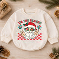 Santa Christmas Baby Romper, Retro Holiday Outfit with Star Glasses, Tis the Season Romper, Cute Toddler Christmas Gift — product view 1