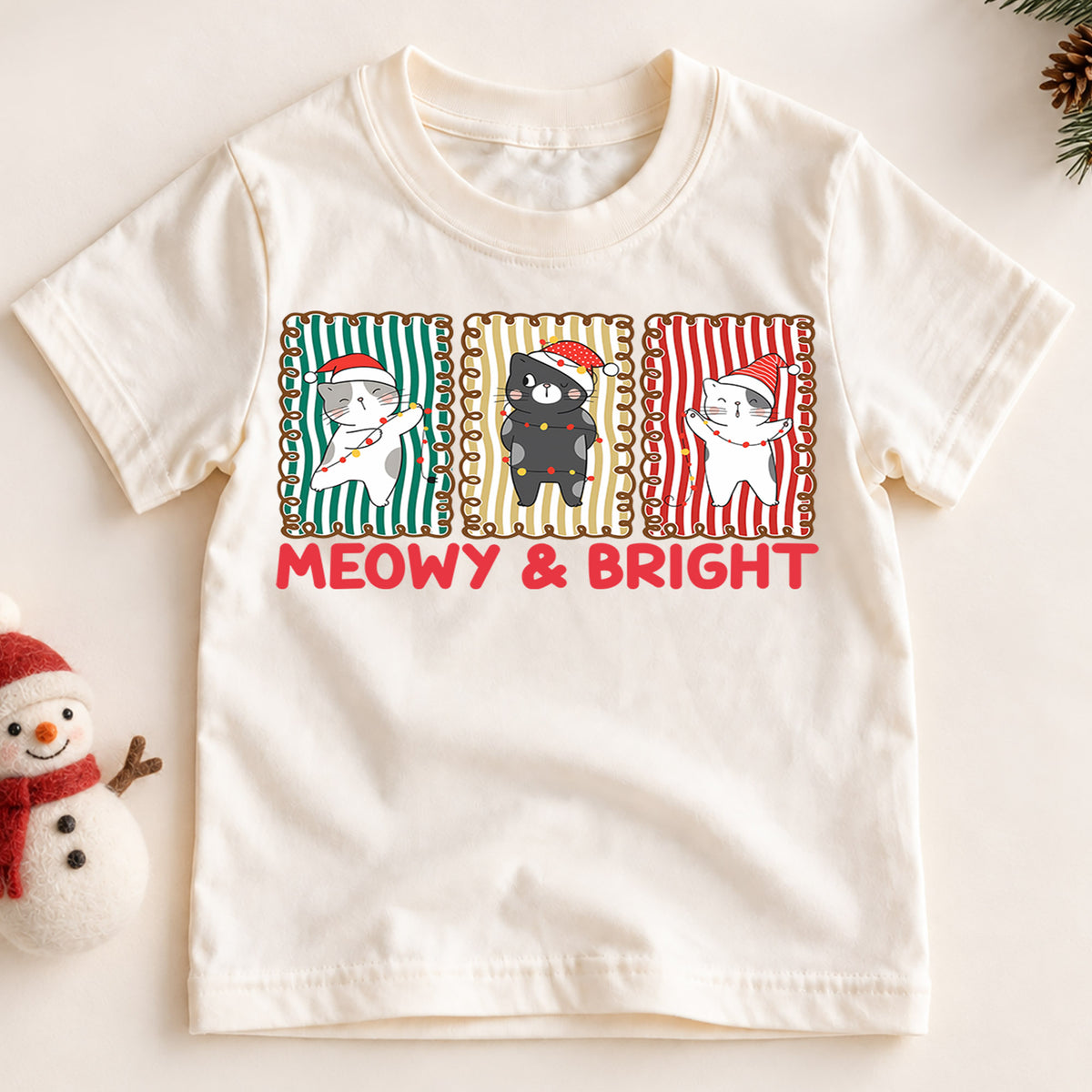 Merry Christmas Kids Shirt, Santa Reindeer Snowman Tee, Cute Holiday T Shirt for Children, Festive Xmas Outfit and Gift for Little Kids (138 ký tự) — product view 2