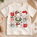 Cool Santa Christmas Kids Shirt, Hot Cocoa Holiday Collage Tee, Santa Sunglasses Xmas Outfit for Boys Girls, Funny Festive Gift for Kids — product view 1