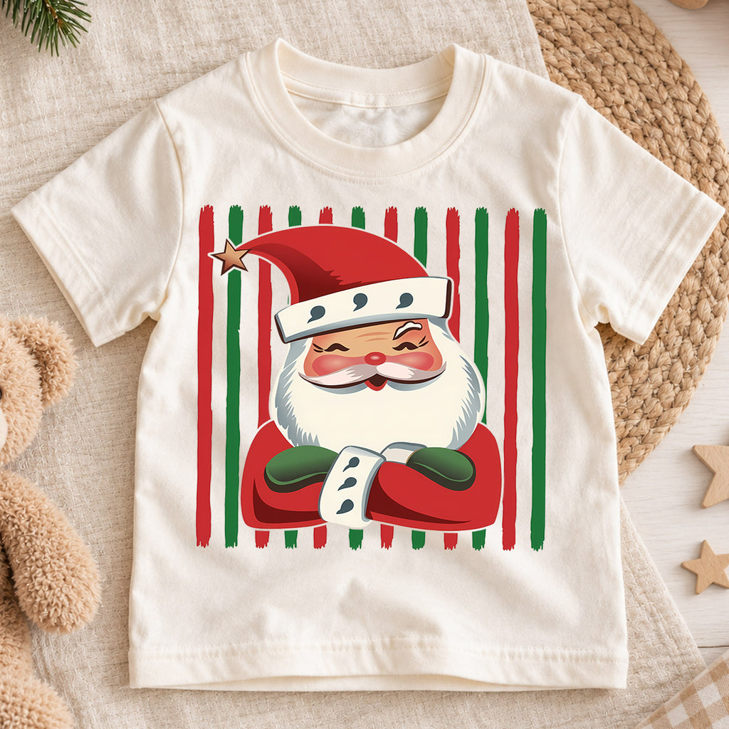 Santa Sunglasses Kids Christmas Shirt, Hot Cocoa Holiday Collage Tee, Cool Santa Xmas Outfit for Boys Girls, Funny Festive Kids Gift — product view 1