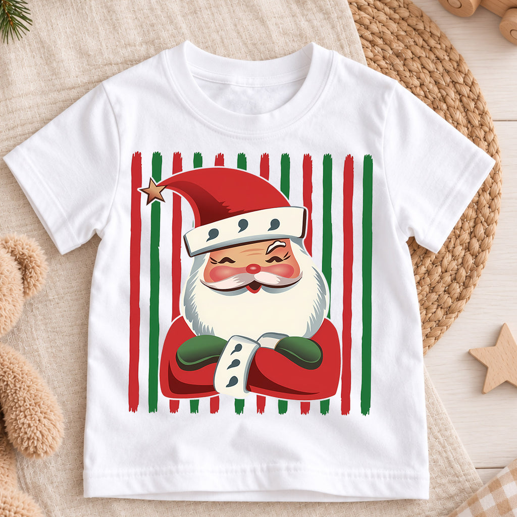 Santa Sunglasses Kids Christmas Shirt, Hot Cocoa Holiday Collage Tee, Cool Santa Xmas Outfit for Boys Girls, Funny Festive Kids Gift — product view 3