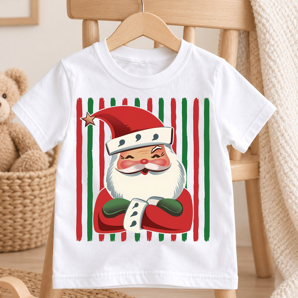Santa Sunglasses Kids Christmas Shirt, Hot Cocoa Holiday Collage Tee, Cool Santa Xmas Outfit for Boys Girls, Funny Festive Kids Gift — product view 4