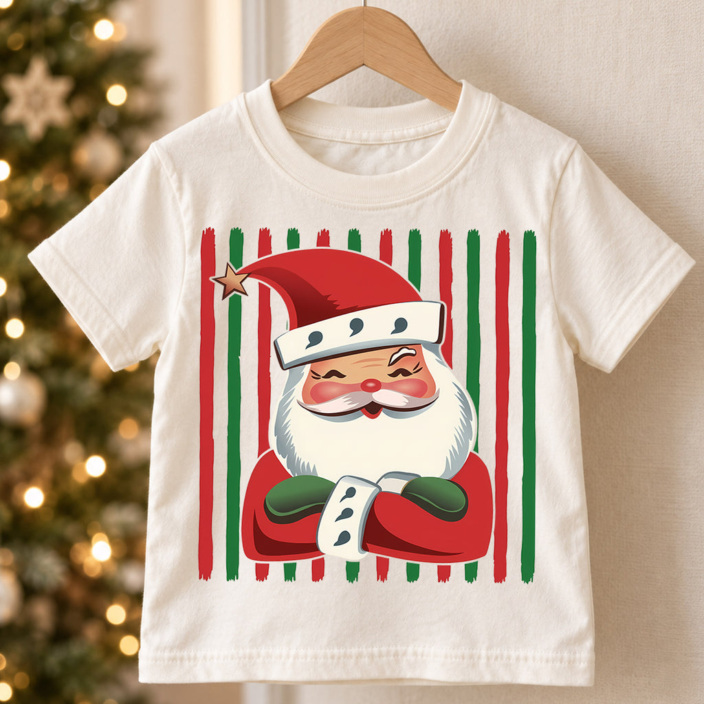 Santa Sunglasses Kids Christmas Shirt, Hot Cocoa Holiday Collage Tee, Cool Santa Xmas Outfit for Boys Girls, Funny Festive Kids Gift — product view 5