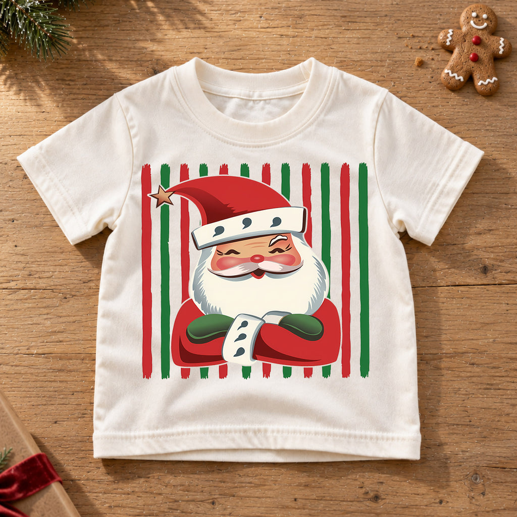 Santa Sunglasses Kids Christmas Shirt, Hot Cocoa Holiday Collage Tee, Cool Santa Xmas Outfit for Boys Girls, Funny Festive Kids Gift — product view 6