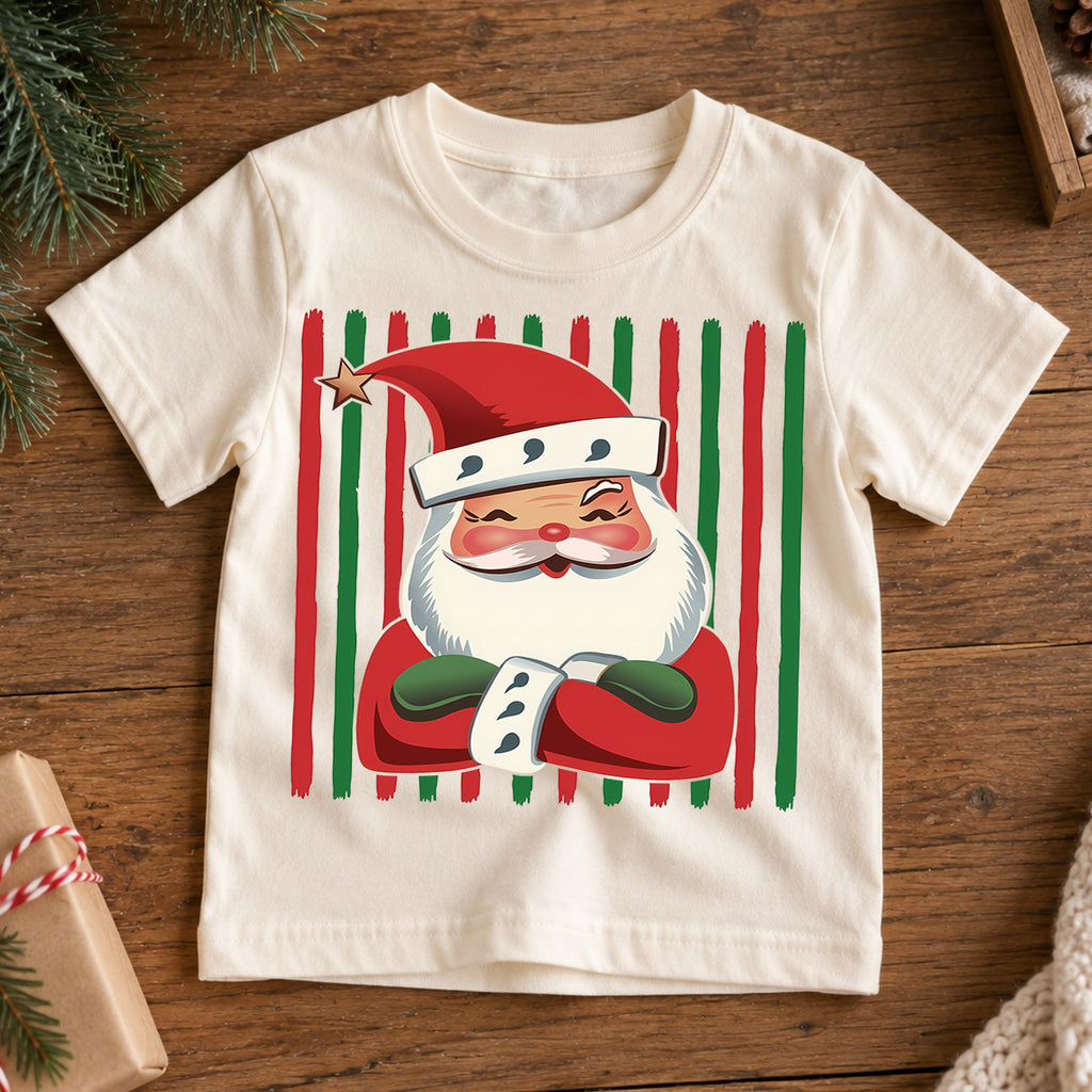 Santa Sunglasses Kids Christmas Shirt, Hot Cocoa Holiday Collage Tee, Cool Santa Xmas Outfit for Boys Girls, Funny Festive Kids Gift — product view 7
