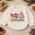 Christmas Cookie Baby Romper, Tree Cake Holiday Outfit for Toddler, Tis the Season Romper, Cute Baby Christmas Xmas Gift — product view 1