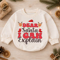 Funny Christmas Baby Romper, Dear Santa I Can Explain Holiday Outfit, Cute Santa Romper for Toddler, Baby Christmas Gift — product view 1